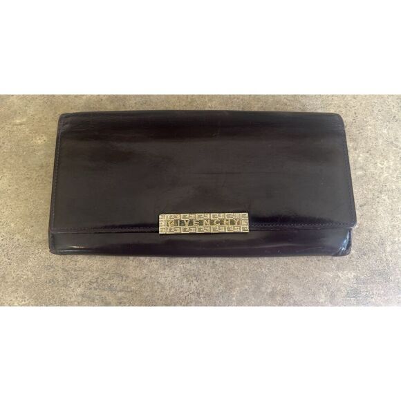 GIVENCHY Vintage Luxury Designer French Wallet Black Liquid LeatherGG Logo Large - Picture 15 of 15